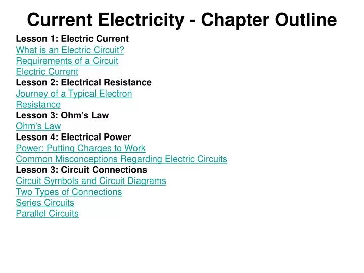 current electricity chapter outline