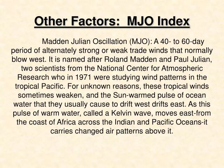 other factors mjo index