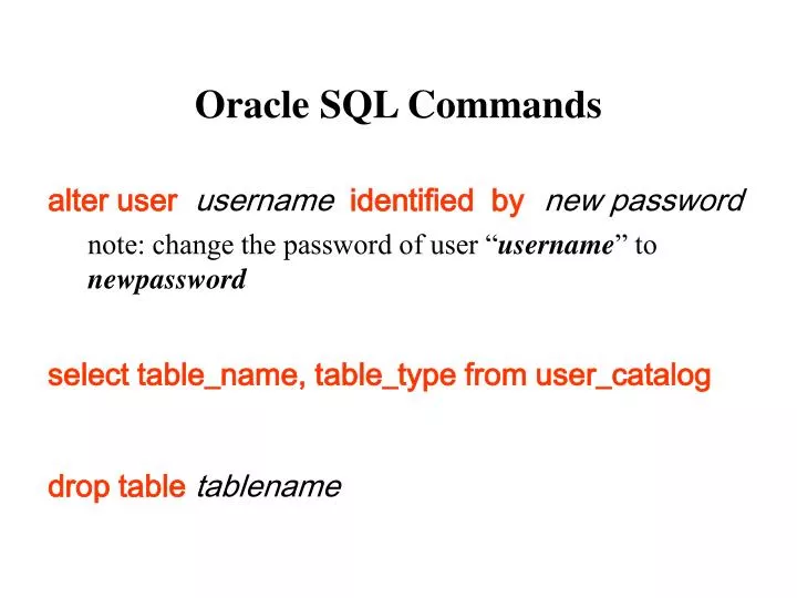 oracle sql commands