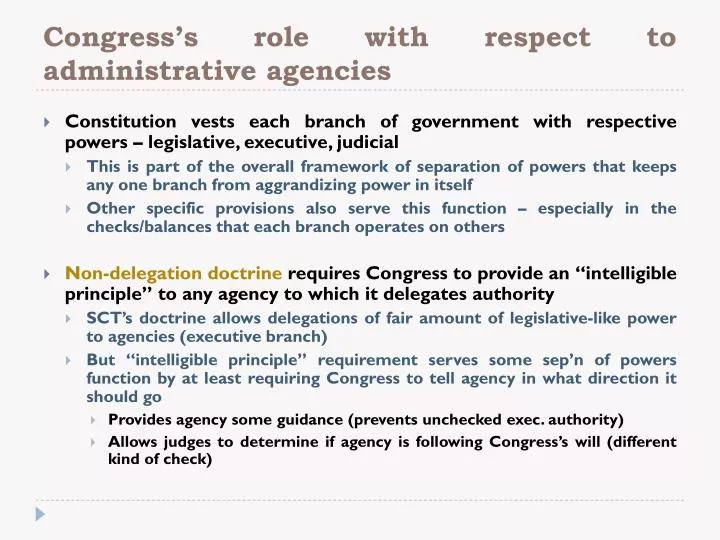 congress s role with respect to administrative agencies