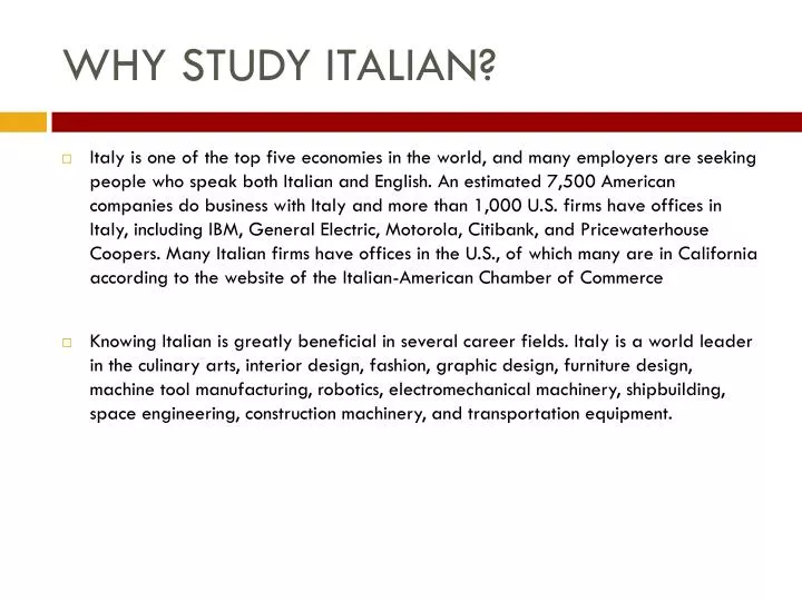 why study italian