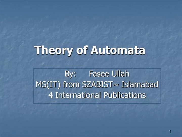 theory of automata