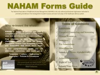 NAHAM Forms Guide