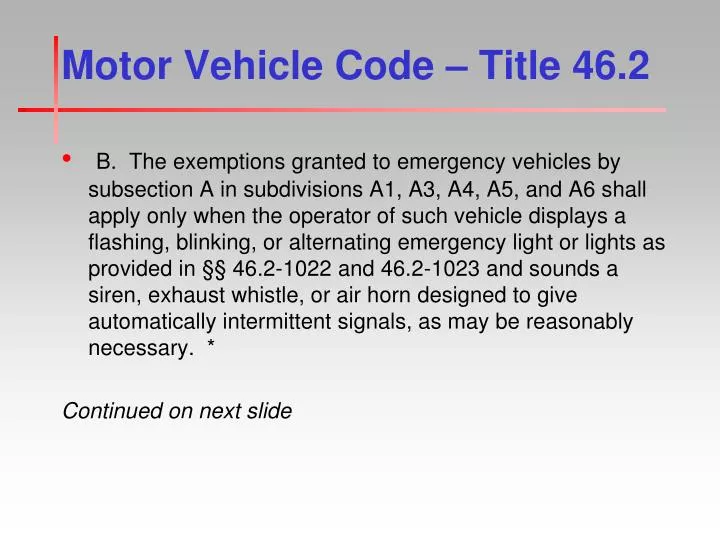 motor vehicle code title 46 2