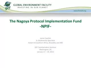 The Nagoya Protocol Implementation Fund -NPIF-