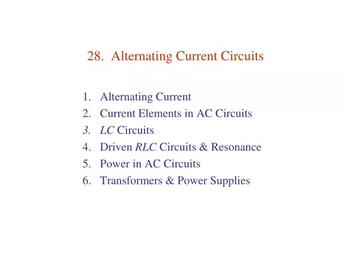 28 alternating current circuits