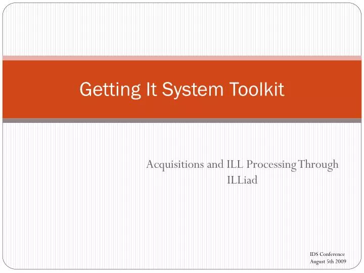 getting it system toolkit