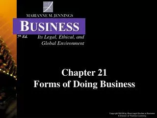 Chapter 21 Forms of Doing Business
