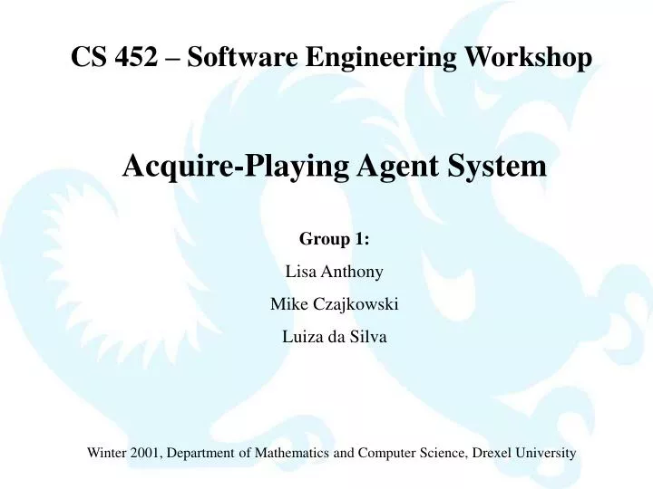 cs 452 software engineering workshop