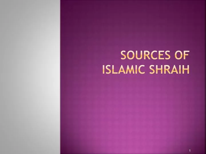 sources of islamic shraih