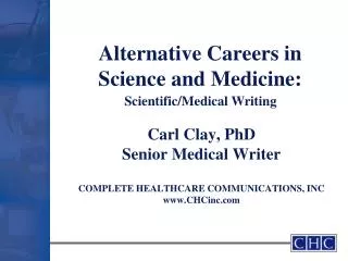 Alternative Careers in Science and Medicine:
