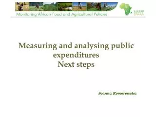 Measuring and analysing public expenditures Next steps