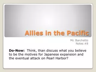 Allies in the Pacific