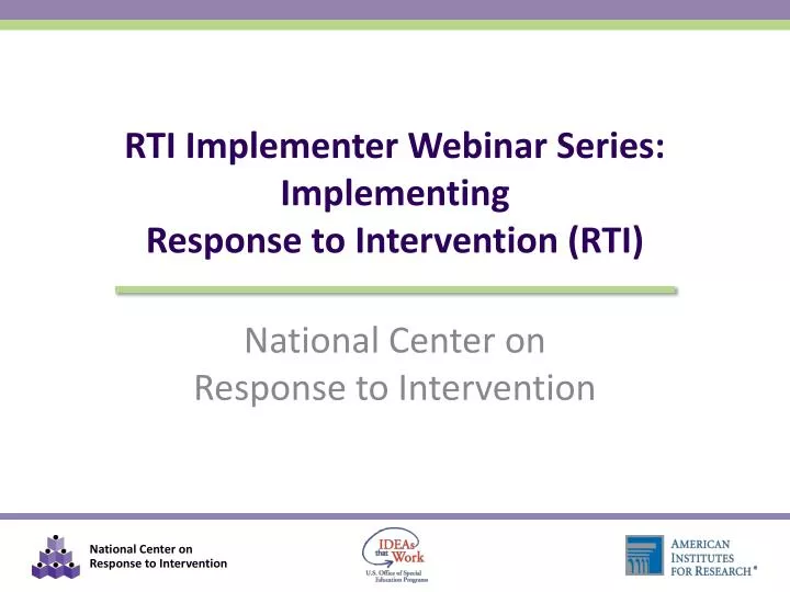 rti implementer webinar series implementing response to intervention rti