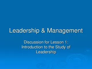 Leadership &amp; Management