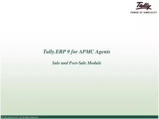 Tally.ERP 9 for APMC Agents