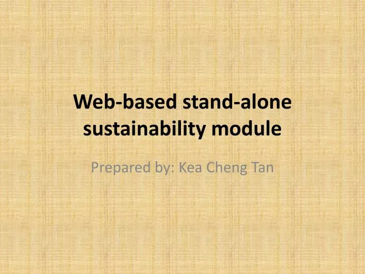 web based stand alone sustainability module