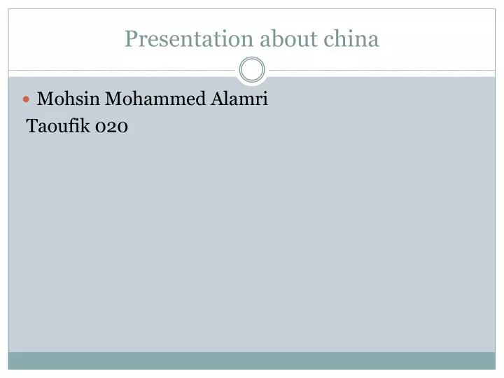 presentation about china