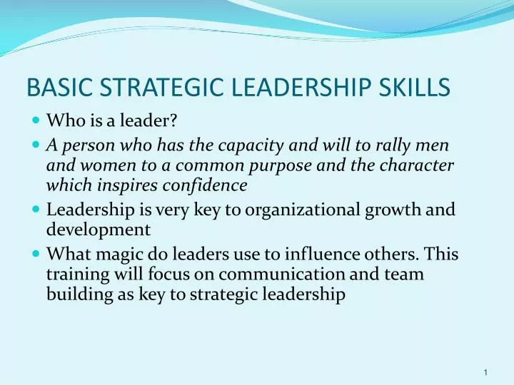 basic strategic leadership skills