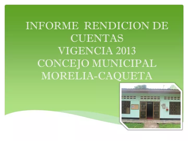 informe rendicion de cuentas vigencia 2013 concejo municipal morelia caqueta
