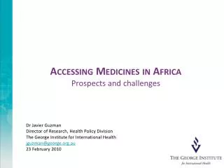 Accessing Medicines in Africa Prospects and challenges