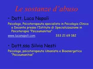 le sostanze d abuso