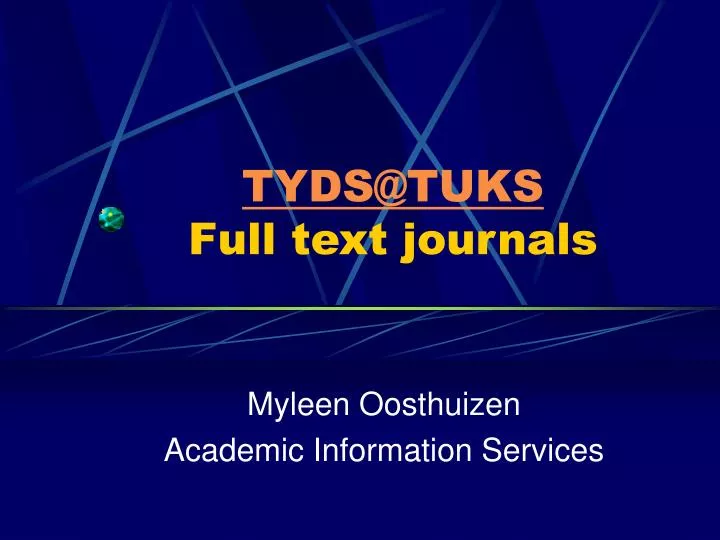 tyds@tuks full text journals