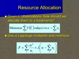 Resource Allocation