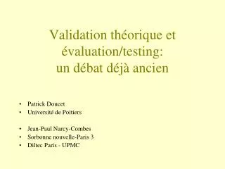 validation th orique et valuation testing un d bat d j ancien