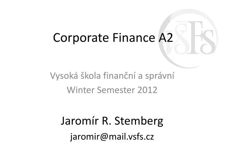 corporate finance a2