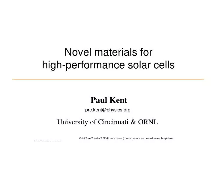 novel materials for high performance solar cells