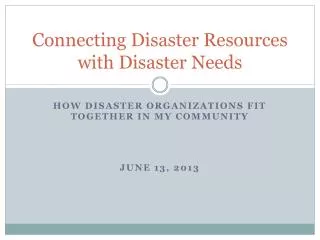 Connecting Disaster Resources with Disaster Needs