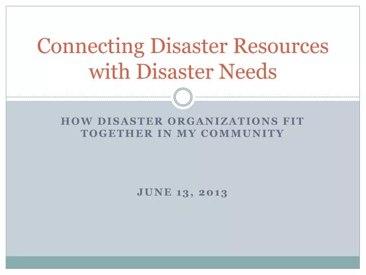 connecting disaster resources with disaster needs