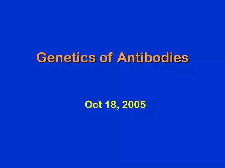 genetics of antibodies