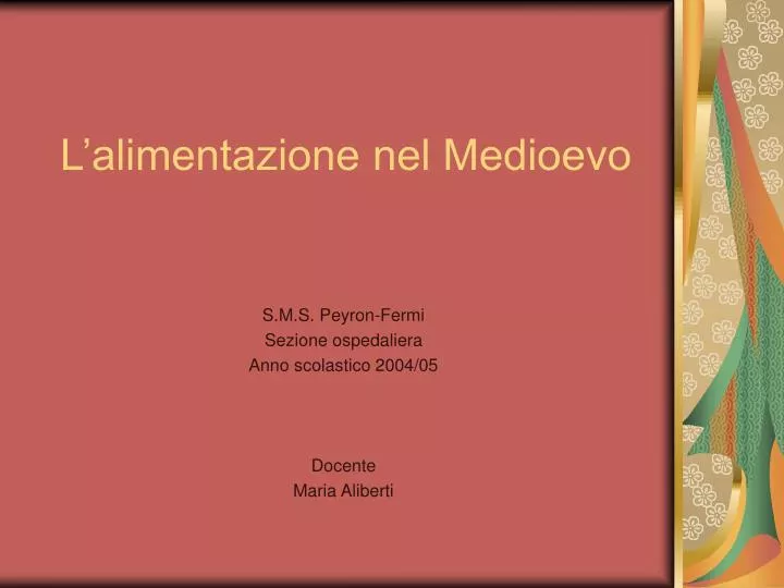 l alimentazione nel medioevo