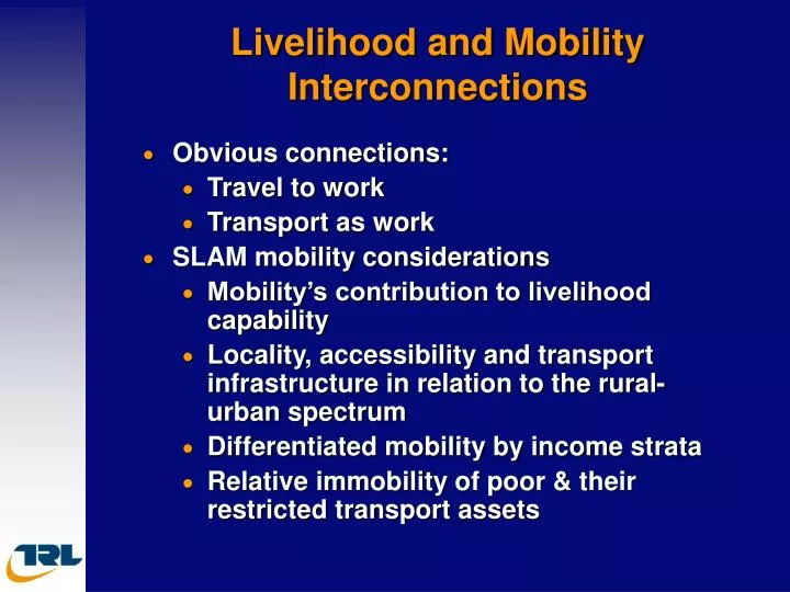 livelihood and mobility interconnections