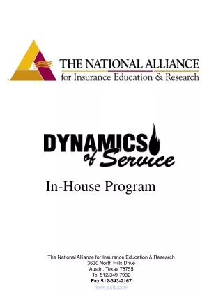 The National Alliance for Insurance Education &amp; Research 3630 North Hills Drive