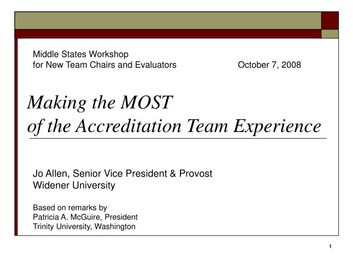 making the most of the accreditation team experience