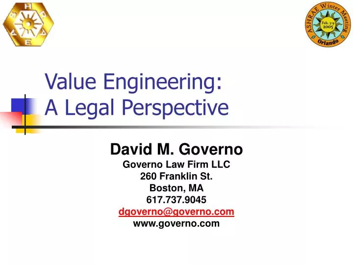 value engineering a legal perspective