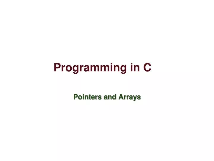 pointers and arrays