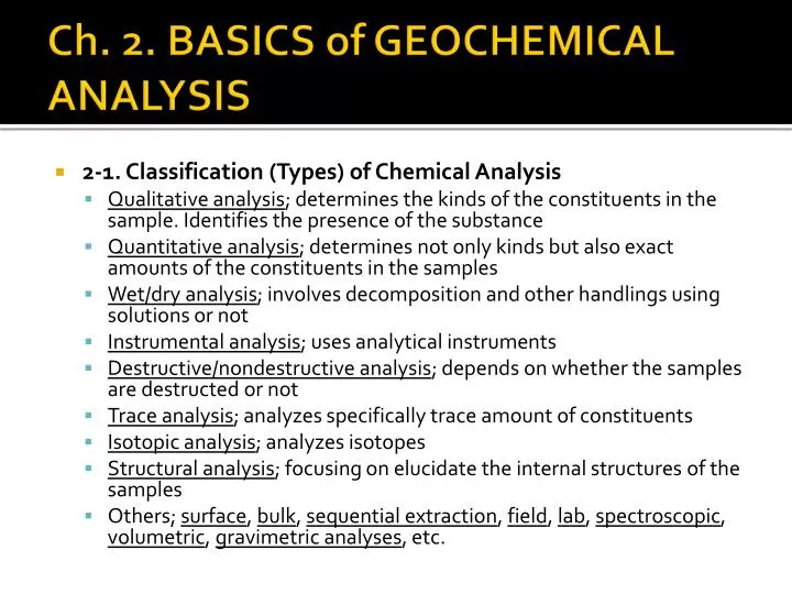 ch 2 basics of geochemical analysis
