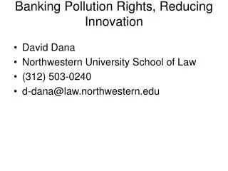 Banking Pollution Rights, Reducing Innovation