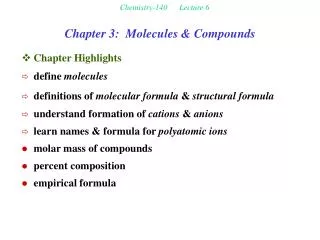 Chemistry-140 Lecture 6
