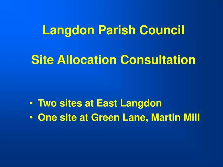 langdon parish council site allocation consultation