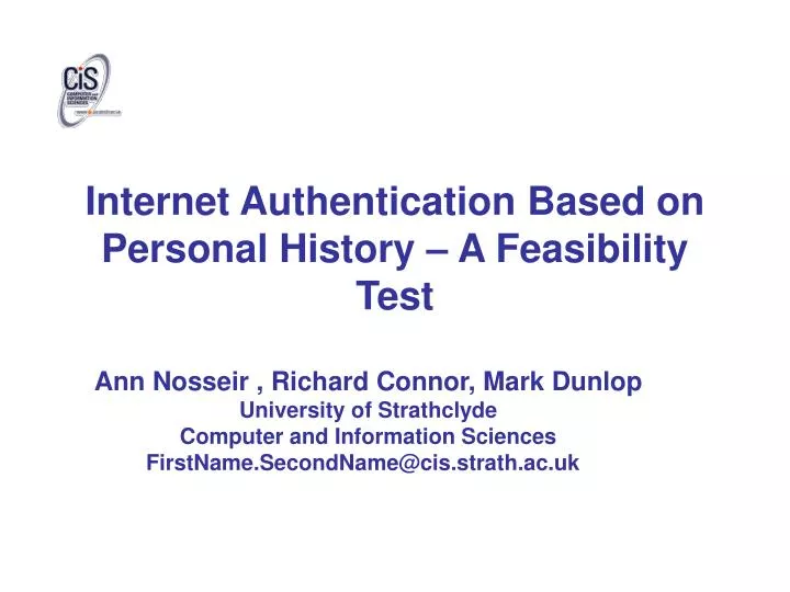 internet authentication based on personal history a feasibility test