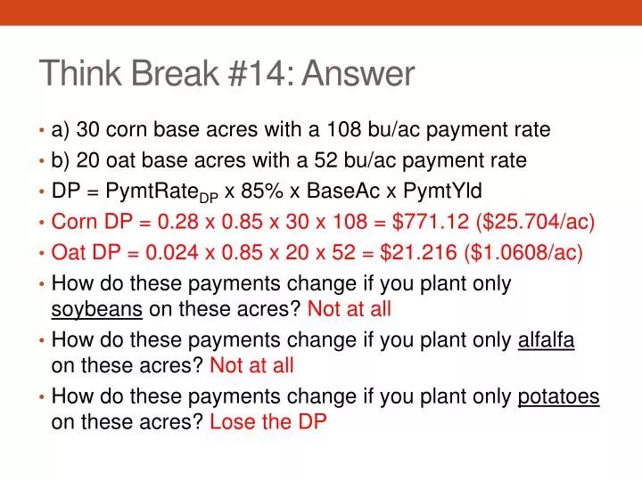 think break 14 answer