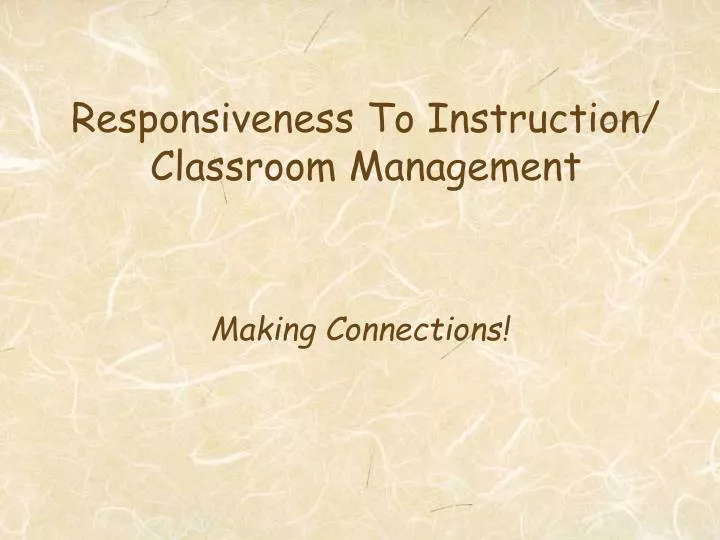 responsiveness to instruction classroom management