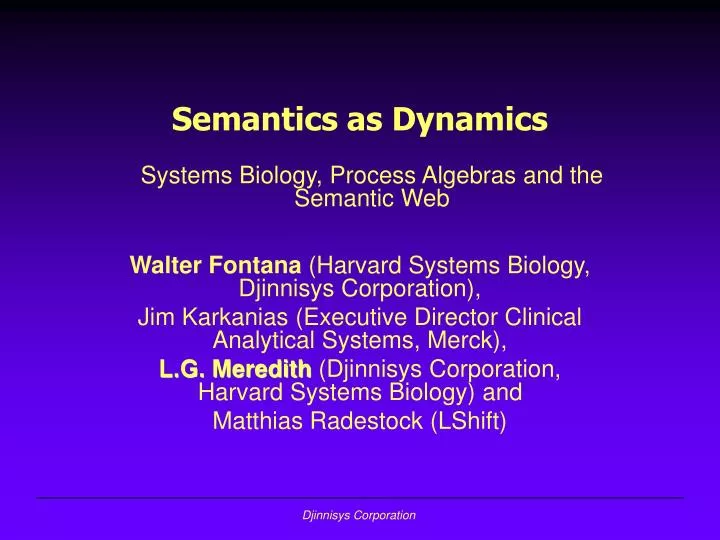 semantics as dynamics