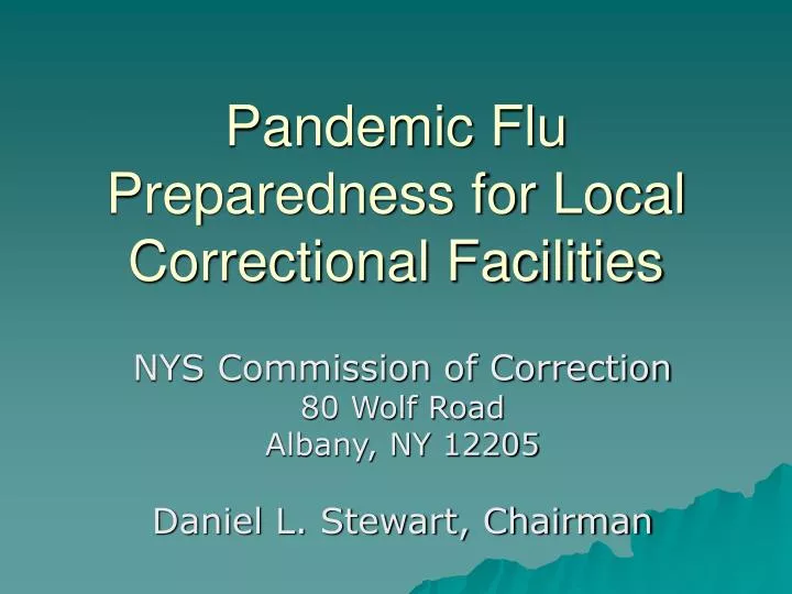 pandemic flu preparedness for local correctional facilities