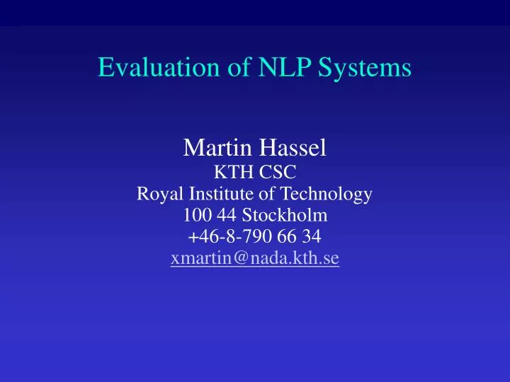 evaluation of nlp systems